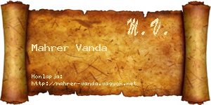 Mahrer Vanda névjegykártya